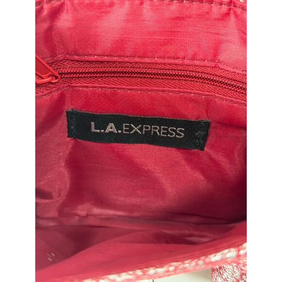 Retro L.A. Express Pink Silver Ruched Crossbody Bag 7x6 Small Purse - Picture 6 of 11